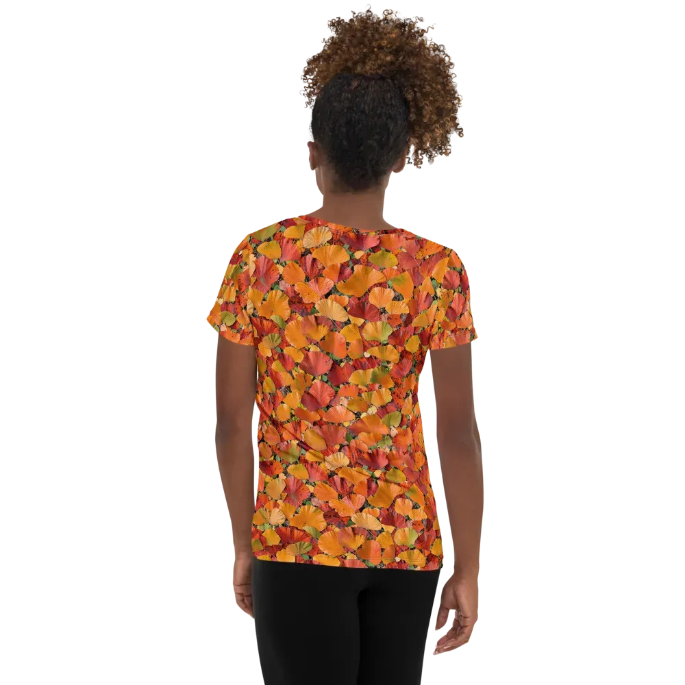 Autumn Fan Dance on Women's Athletic T-Shirt — Back