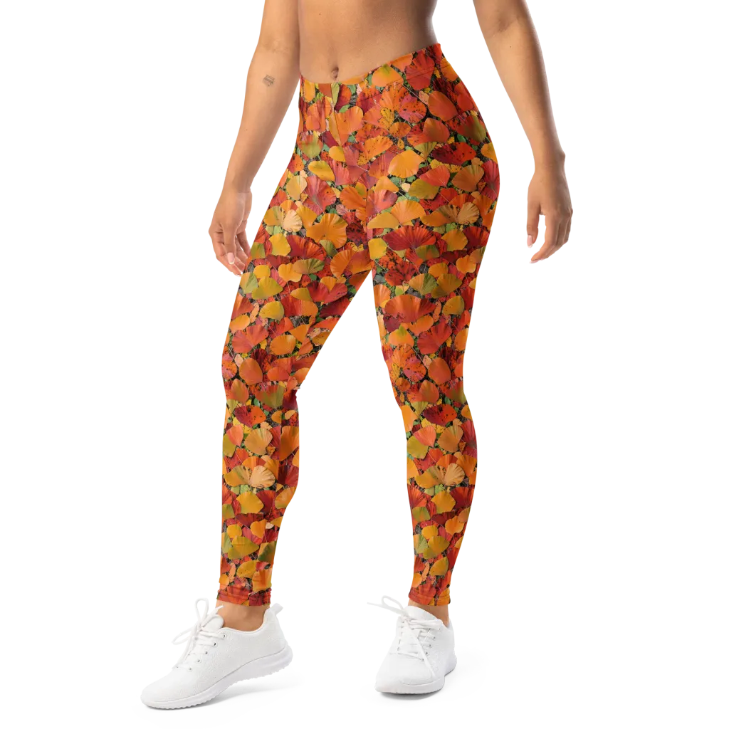 Autumn Fan Dance on Leggings — Left Front