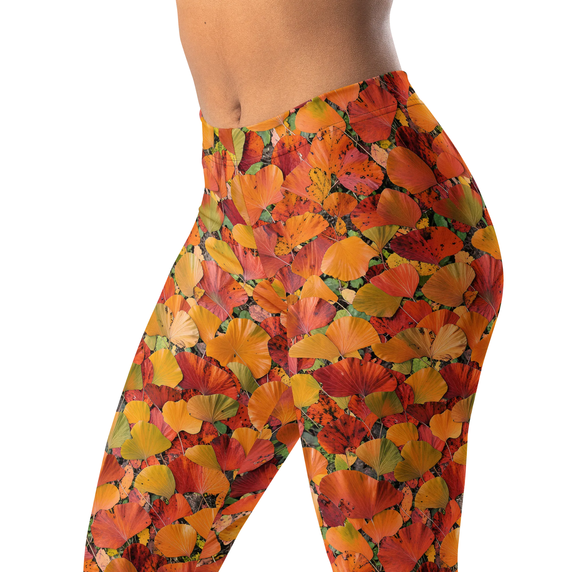 Autumn Fan Dance on Leggings — Left Front