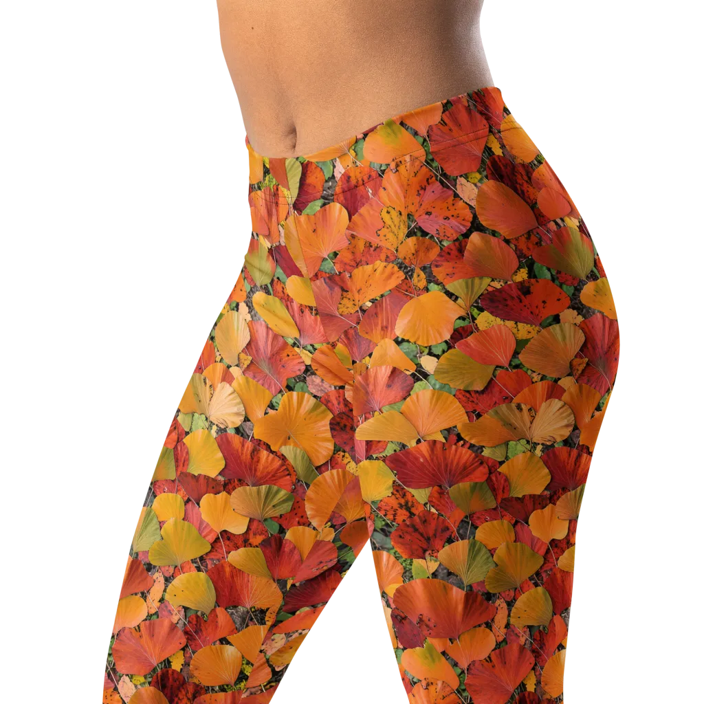 Autumn Fan Dance on Leggings — Left Front