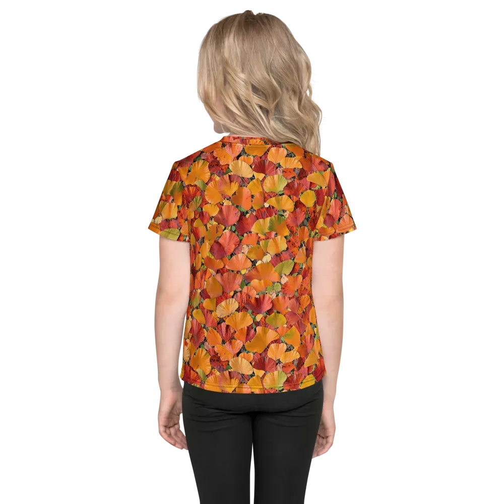 Autumn Fan Dance on Kids Crew Neck T-Shirt — Back