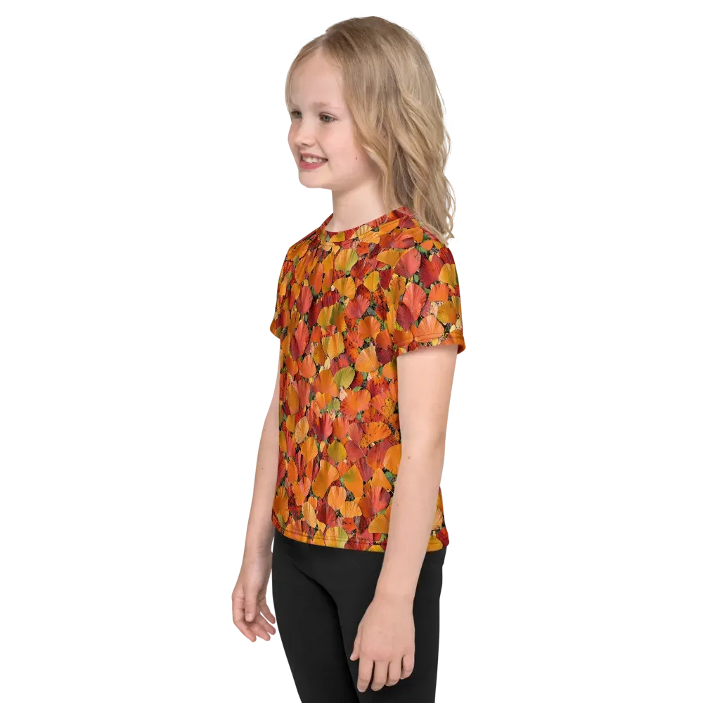 Autumn Fan Dance on Kids Crew Neck T-Shirt — Left