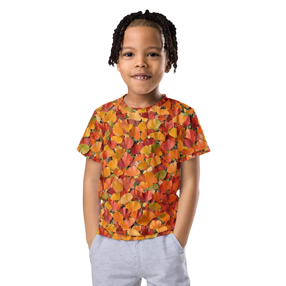 Autumn Fan Dance on Kids Crew Neck T-Shirt — Front