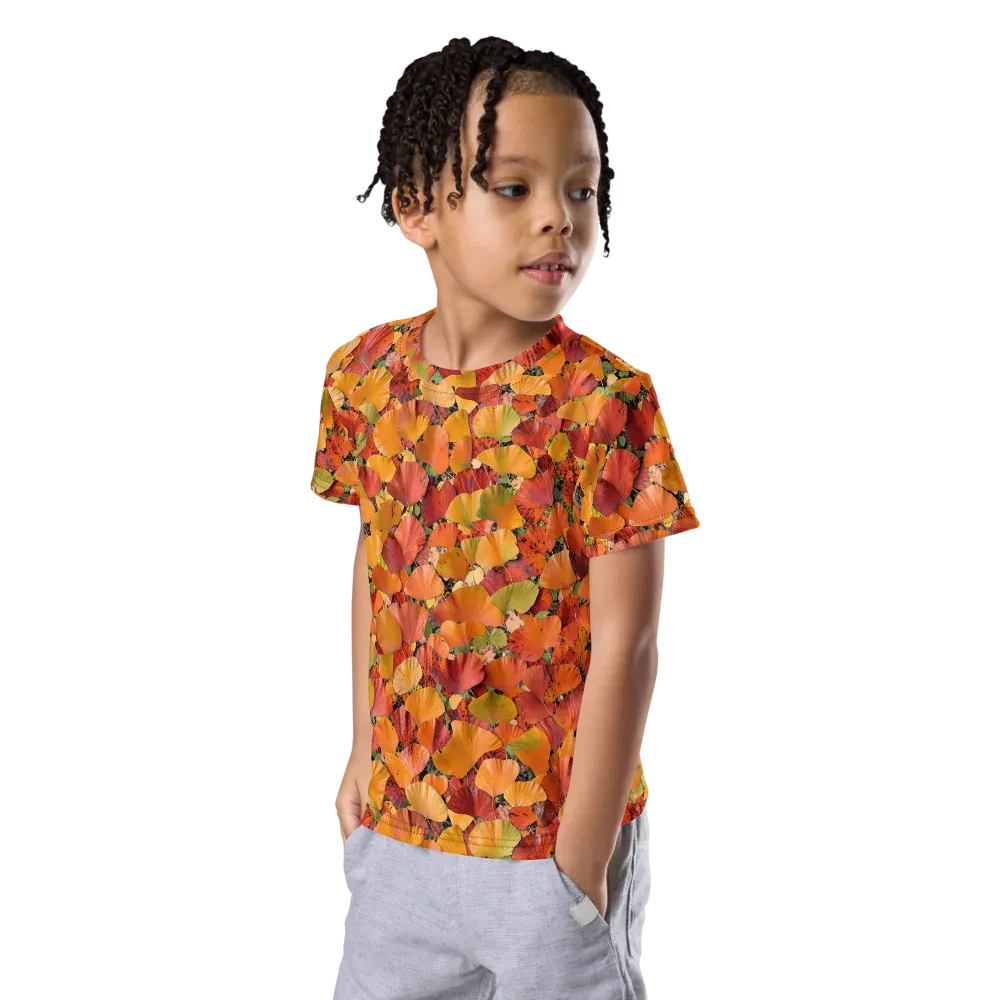 Autumn Fan Dance on Kids Crew Neck T-Shirt — Left Front