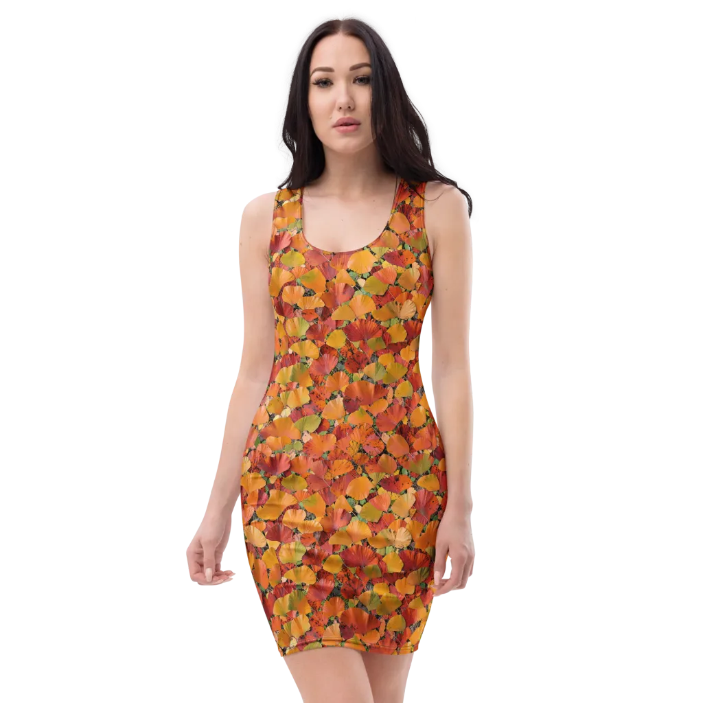Autumn Fan Dance on Bodycon Dress — Front