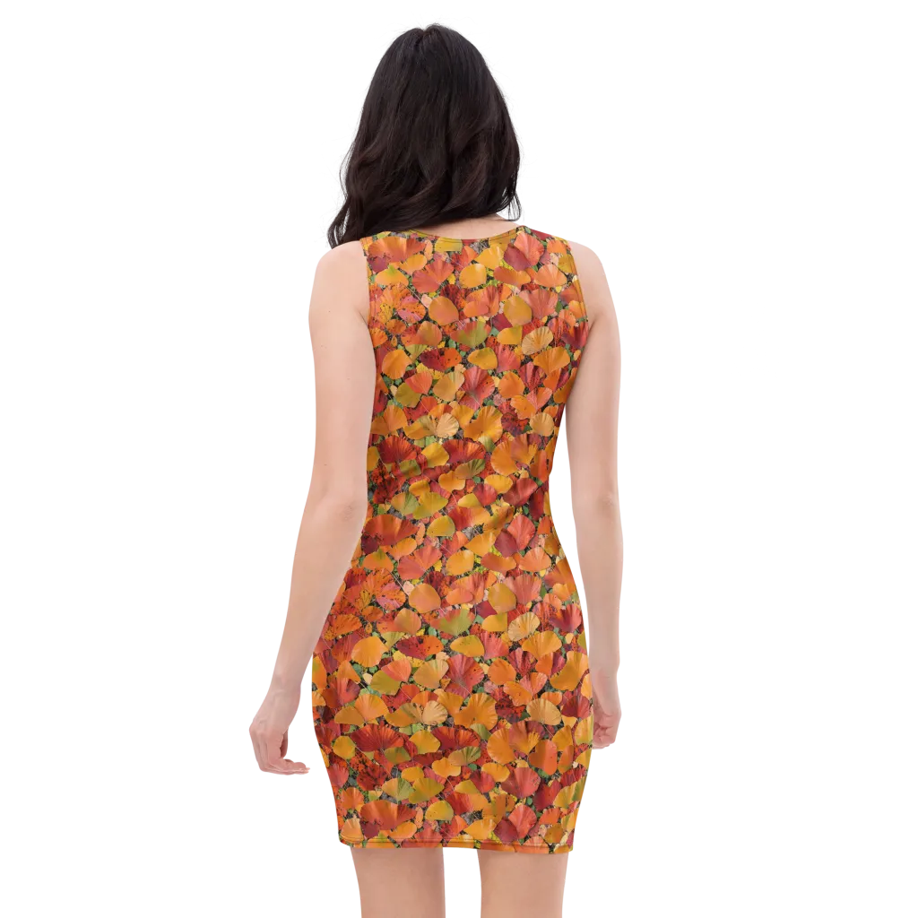 Autumn Fan Dance on Bodycon Dress — Back