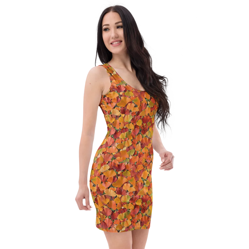 Autumn Fan Dance on Bodycon Dress — Right Front