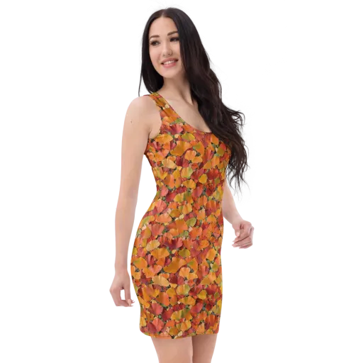 Autumn Fan Dance on a Bodycon Dress