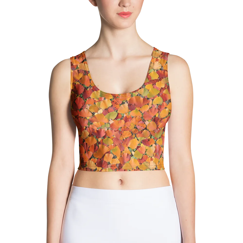 Autumn Fan Dance on Crop Top — Front
