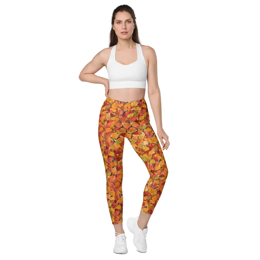 Autumn Fan Dance on Leggings with Pockets — Front