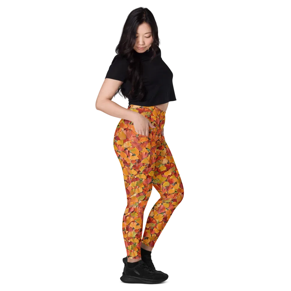 Autumn Fan Dance on Leggings with Pockets — Right