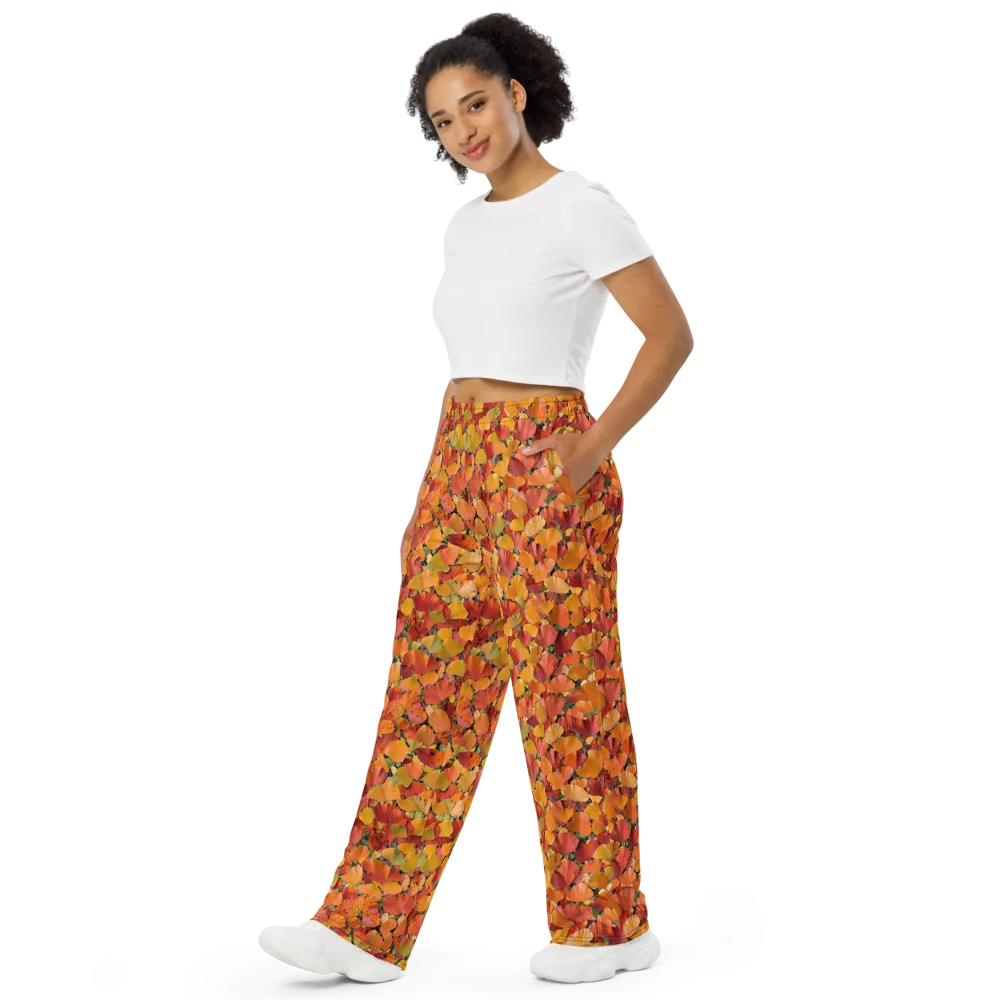 Autumn Fan Dance on Wide-Leg Pants — Left Front