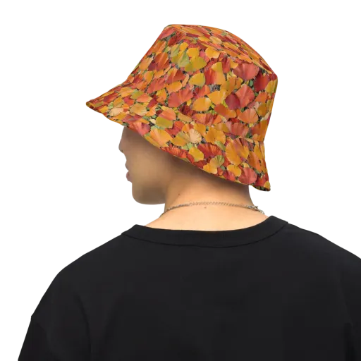 Autumn Fan Dance on a Reversible Bucket Hat