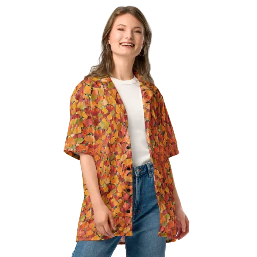 Autumn Fan Dance on a Button Shirt