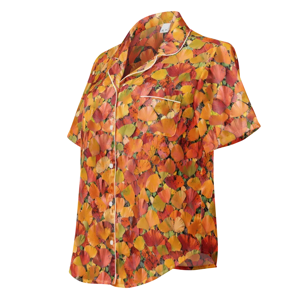 Autumn Fan Dance on Women's Short Sleeve Pajama Top — Left Front