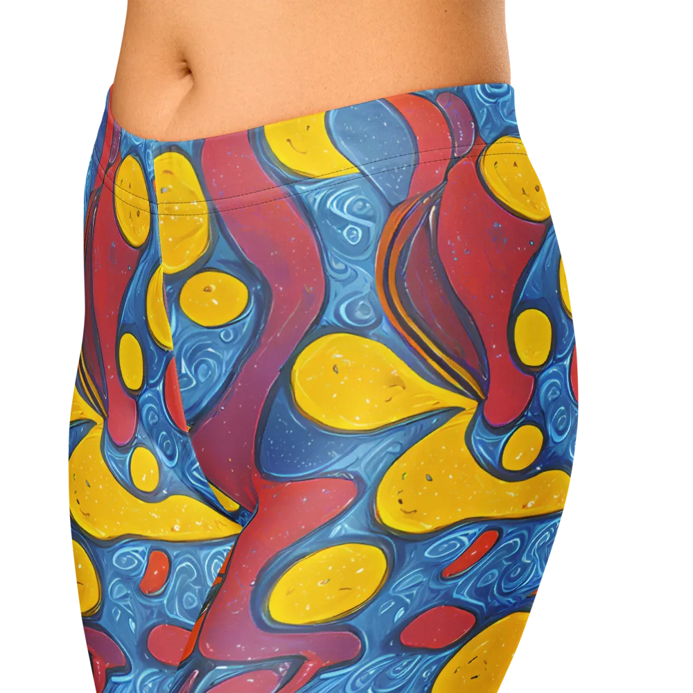 Surreal Splash on Capri Leggings — Zoomed-in