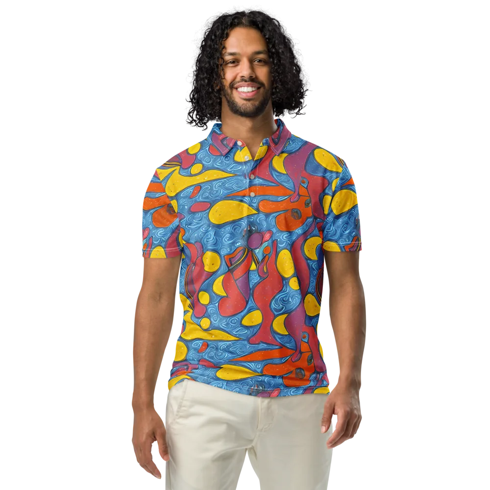 Surreal Splash on Men's Slim Fit Polo Shirt — Front