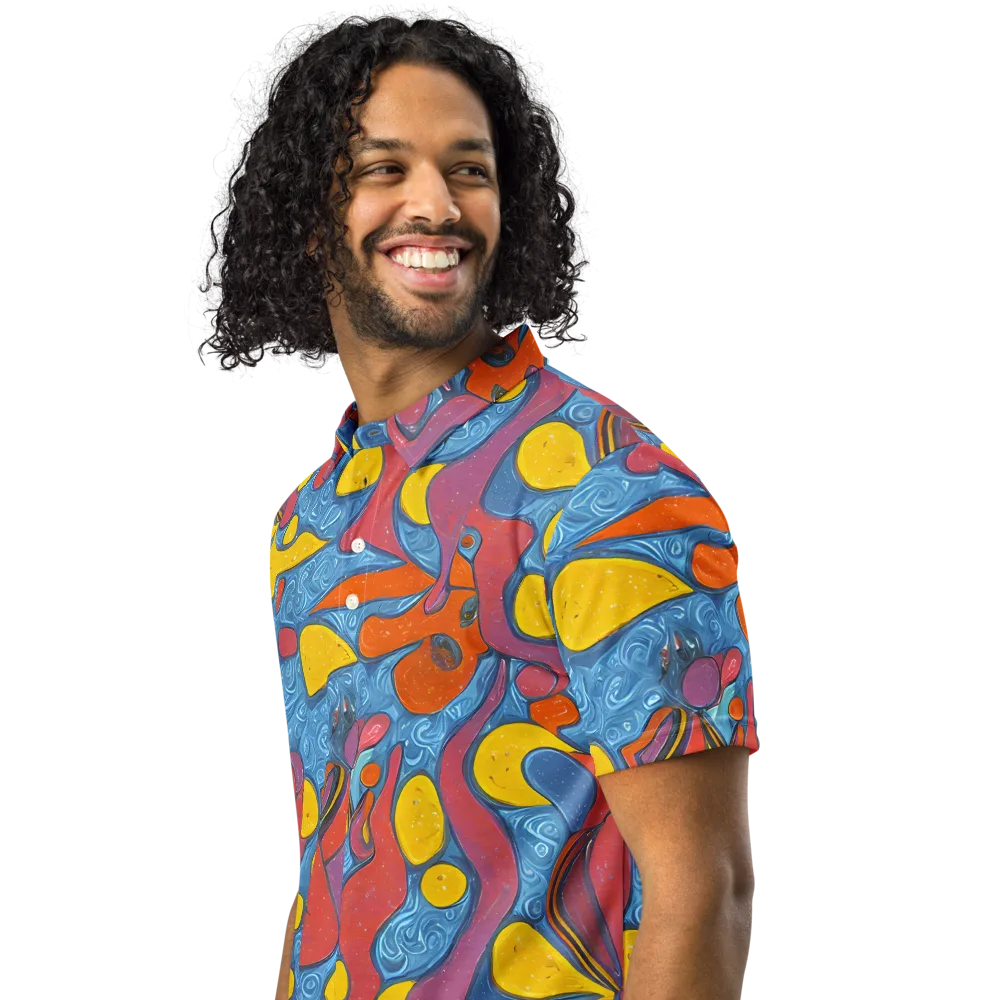 Surreal Splash on Men's Slim Fit Polo Shirt — Left Front