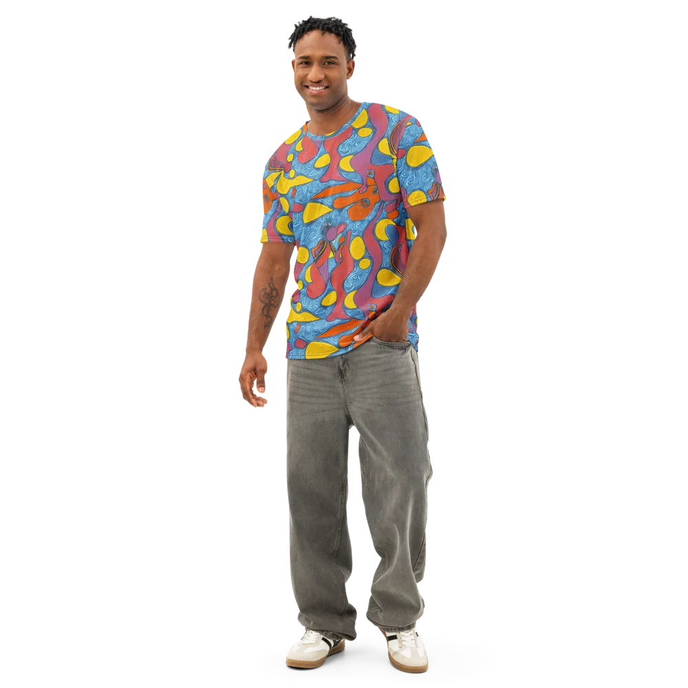 Surreal Splash on Men's Cotton Crew Neck T-Shirt — Front