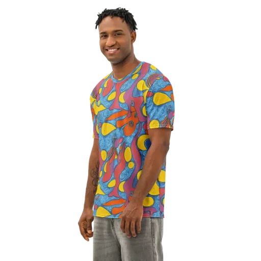 Surreal Splash on a Men's Cotton Crew Neck T-Shirt