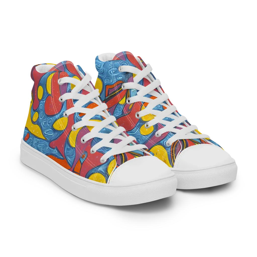 Surreal Splash on Men's High Top Canvas Shoes — Right Front