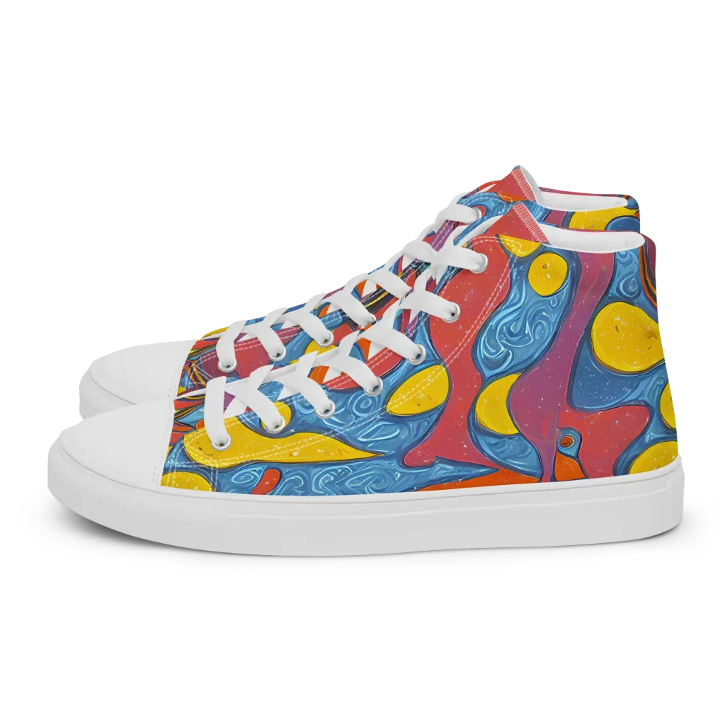 Surreal Splash on Men's High Top Canvas Shoes — Left