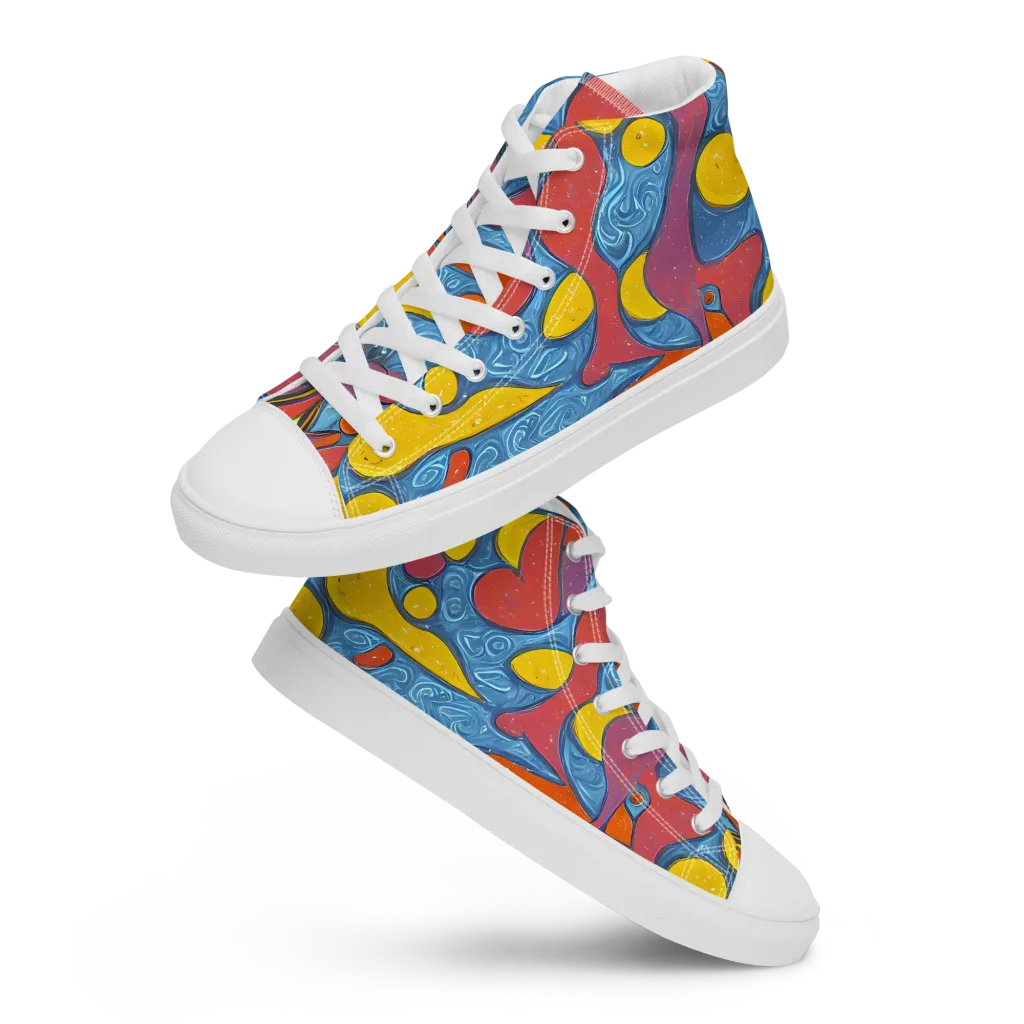 Surreal Splash on Men's High Top Canvas Shoes — Front
