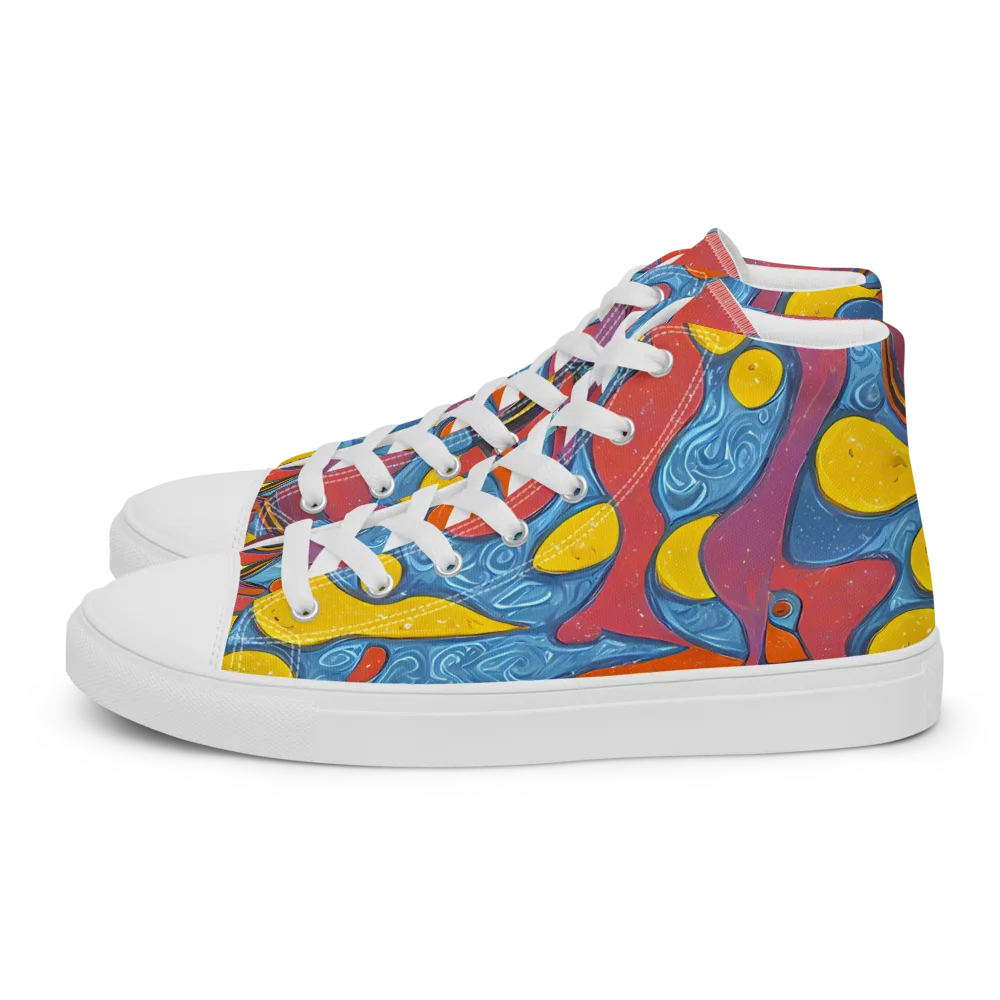 Surreal Splash on Women's High Top Canvas Shoes — Left