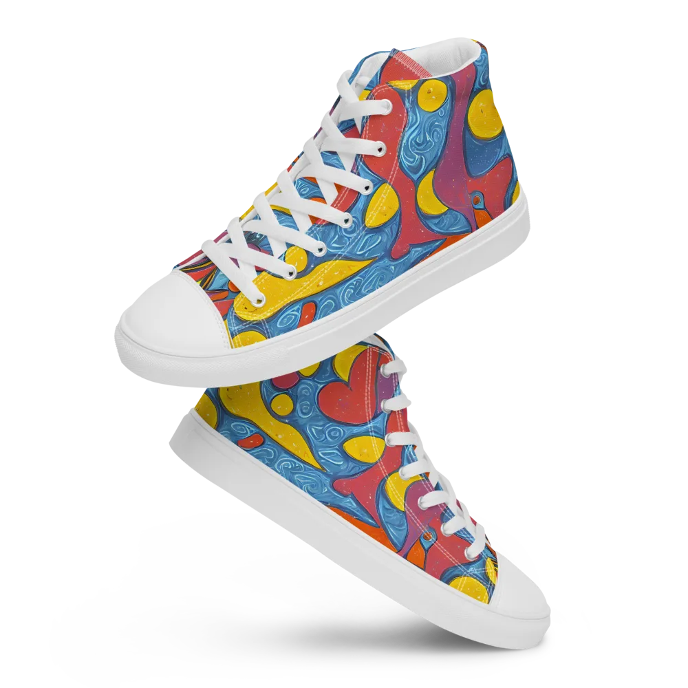 Surreal Splash on Women's High Top Canvas Shoes — Front