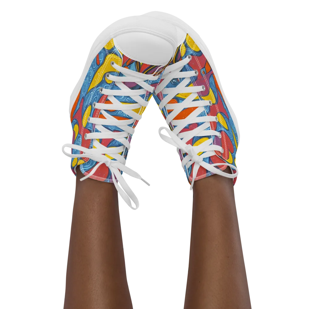 Surreal Splash on Women's High Top Canvas Shoes — Front