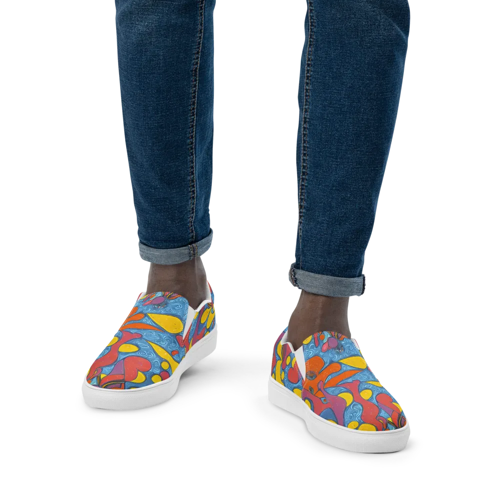 Surreal Splash on Men's Slip-On Canvas Shoes — Front