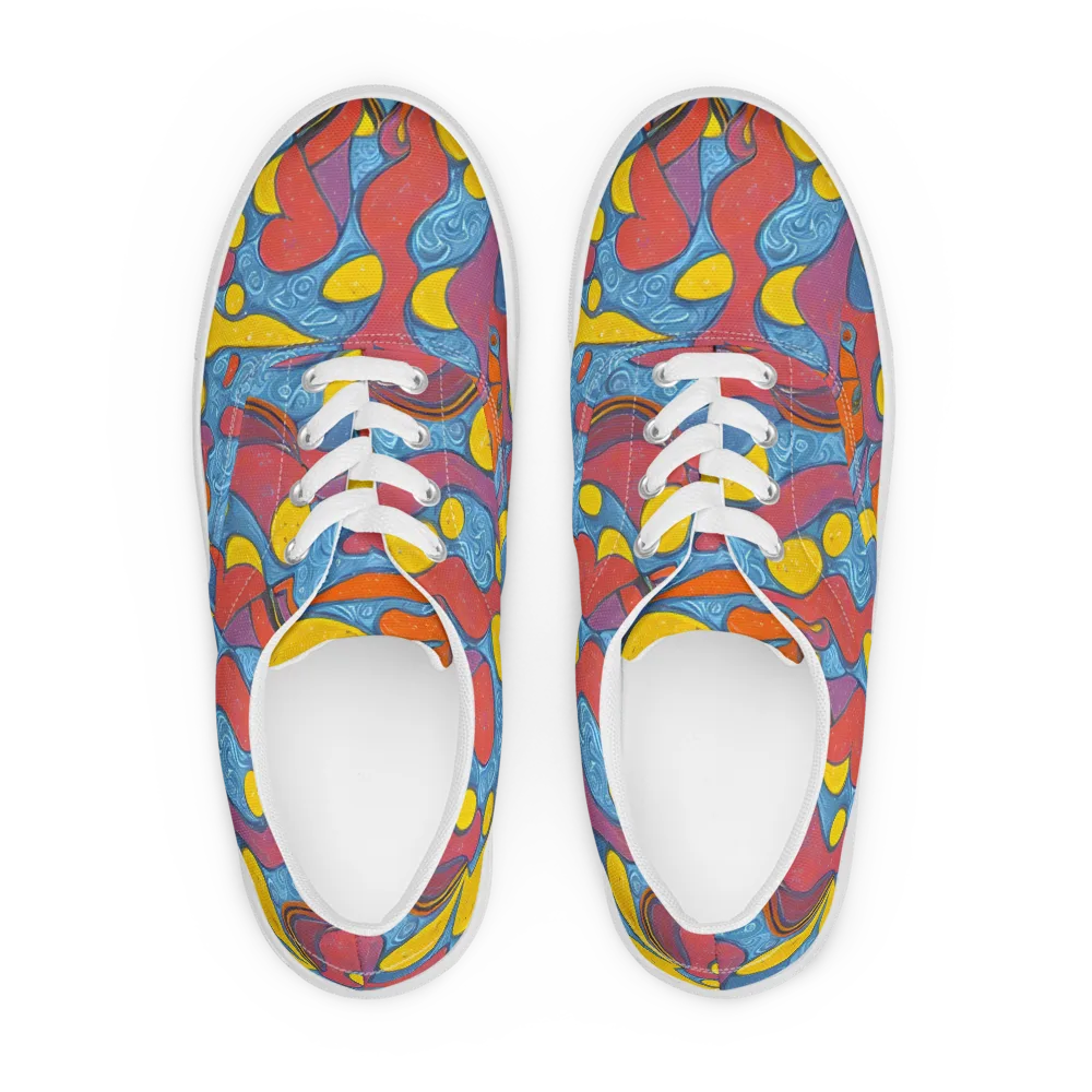 Surreal Splash on Men's Lace-Up Canvas Shoes — Front