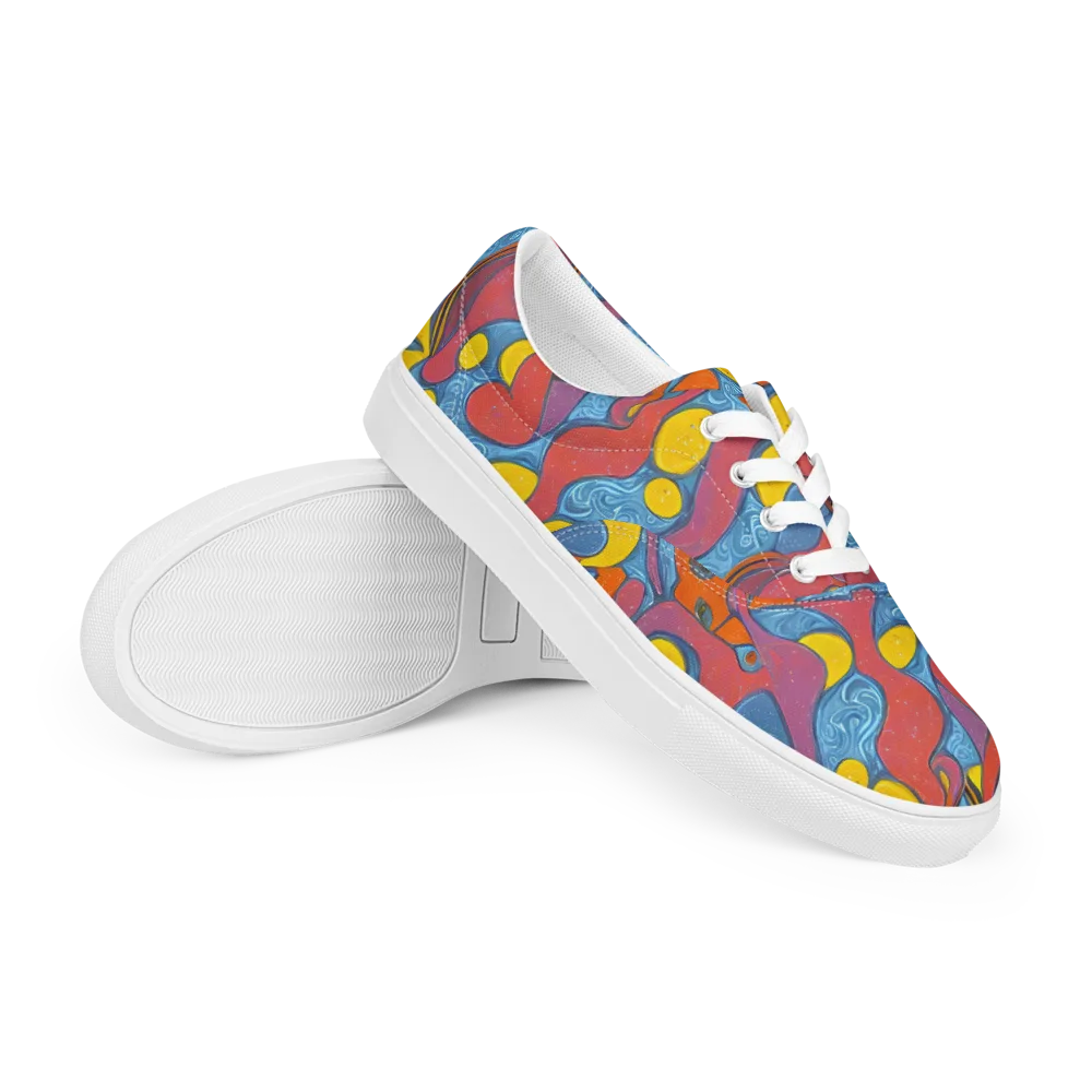Surreal Splash on Men's Lace-Up Canvas Shoes — Right Front