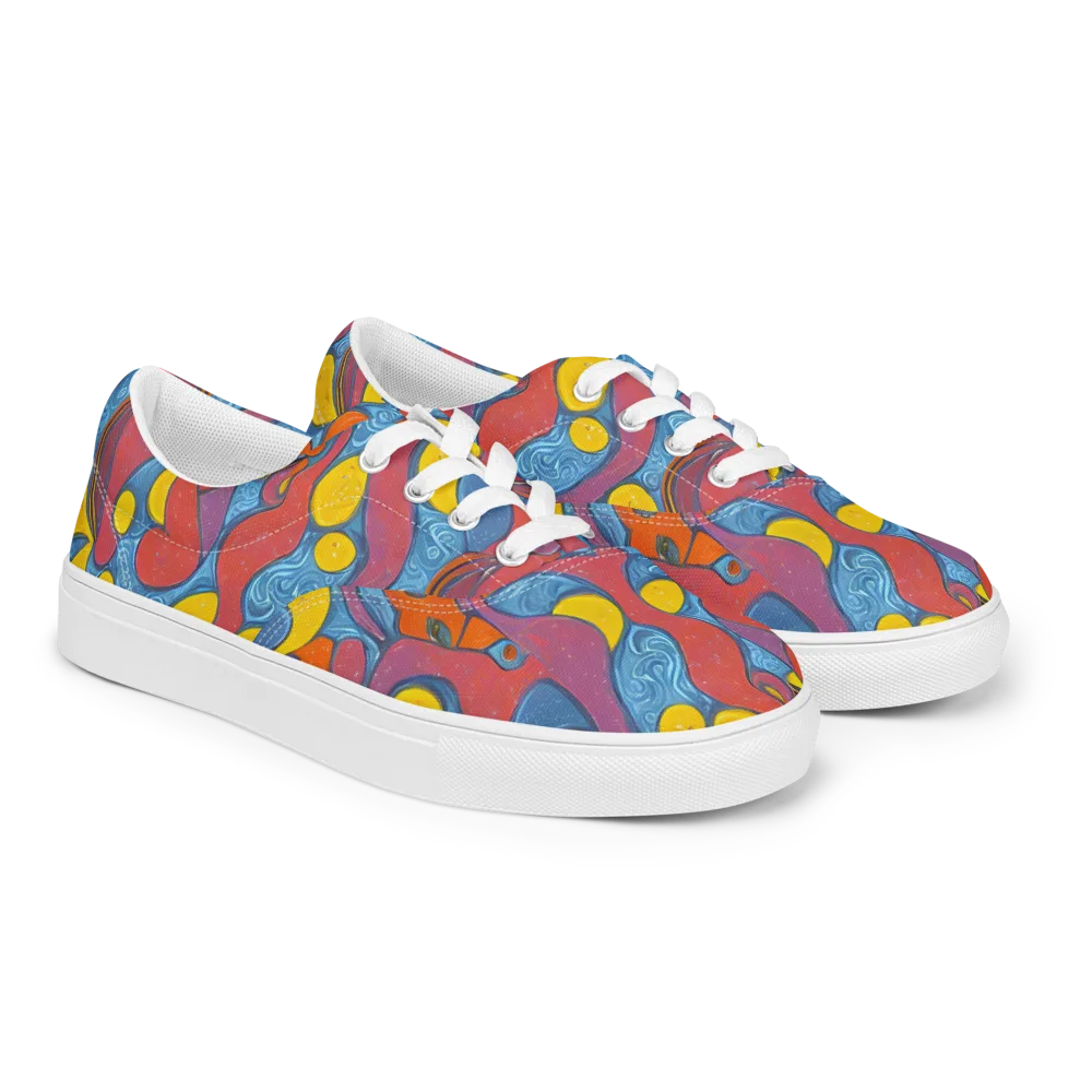 Surreal Splash on Men's Lace-Up Canvas Shoes — Right Front