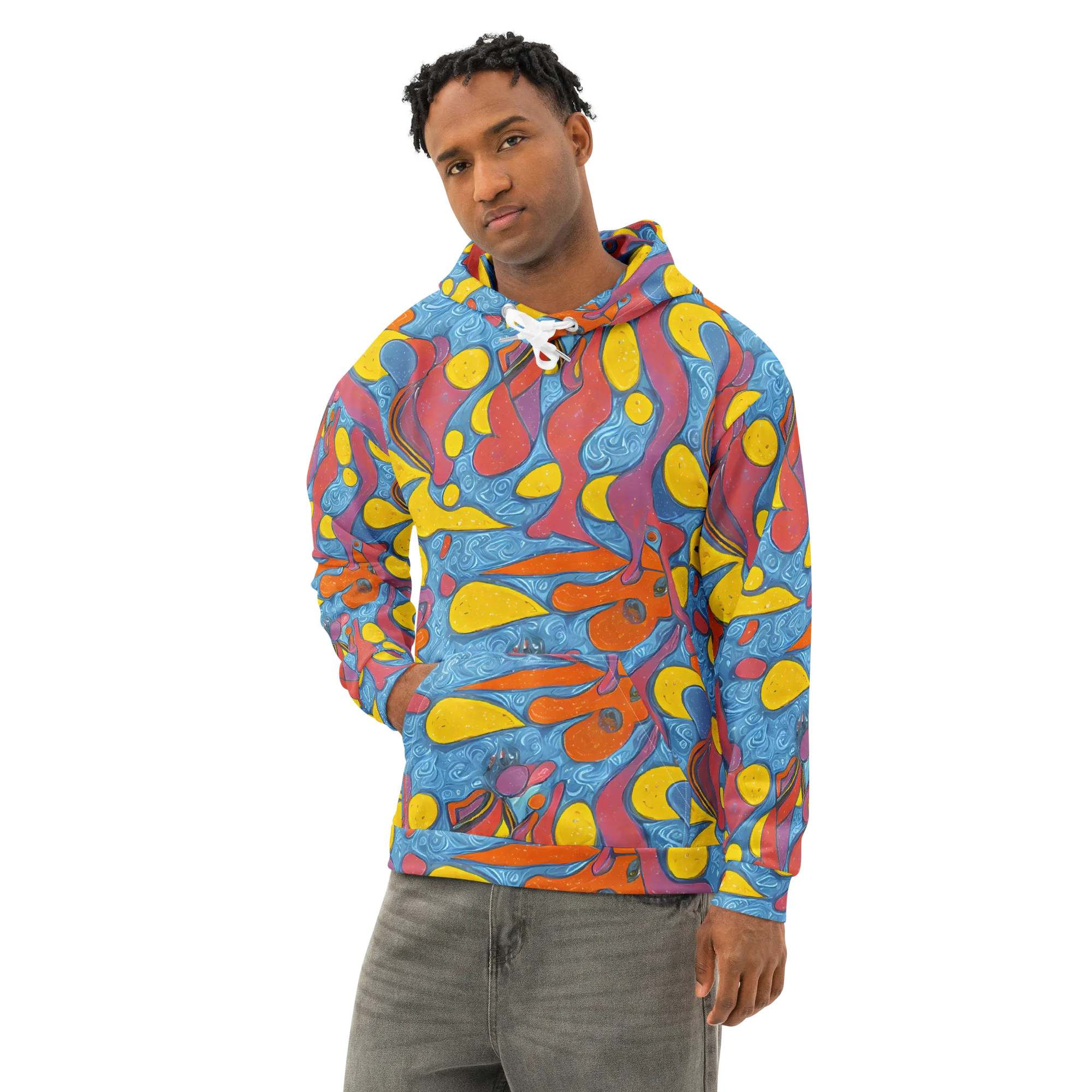 Surreal Splash on Cotton Hoodie — Left Front