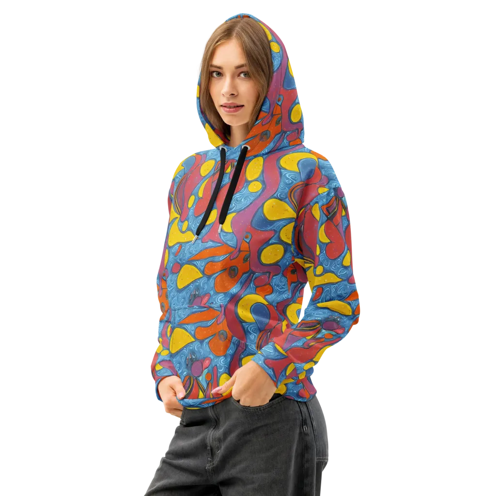 Surreal Splash on Cotton Hoodie — Left Front