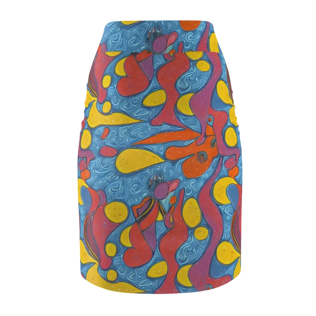 Surreal Splash on Pencil Skirt — Back