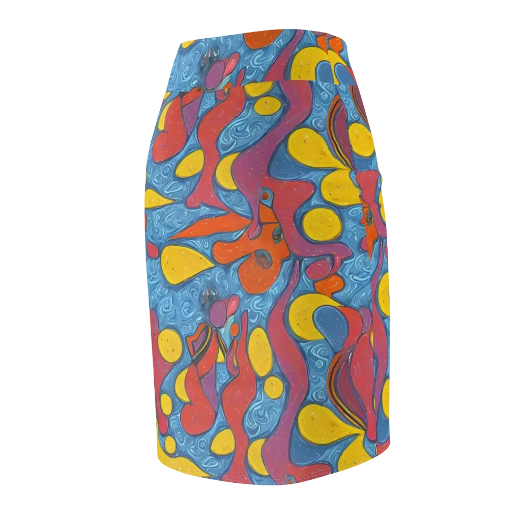 Surreal Splash on Pencil Skirt — Back Side