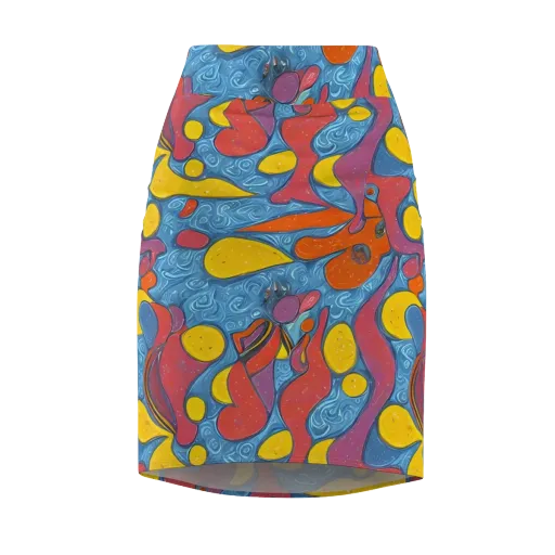 Surreal Splash on a Pencil Skirt