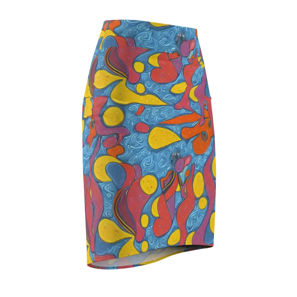 Surreal Splash on Pencil Skirt — Front Side