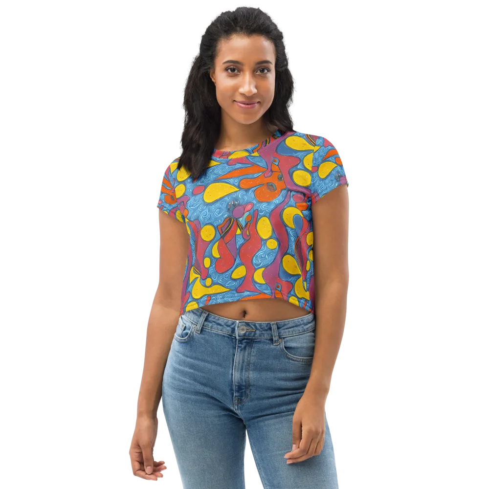 Surreal Splash on Crop Tee — Front