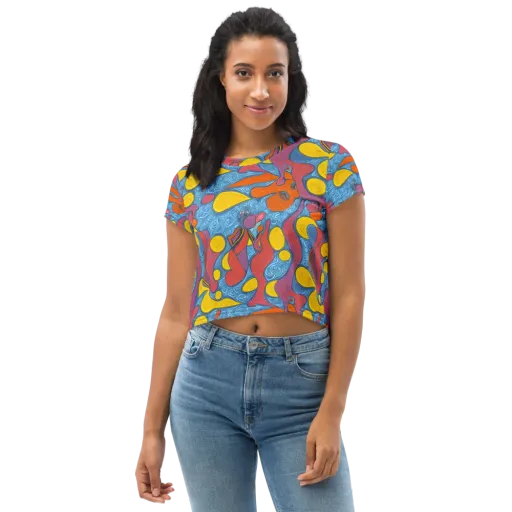 Surreal Splash on a Crop Tee