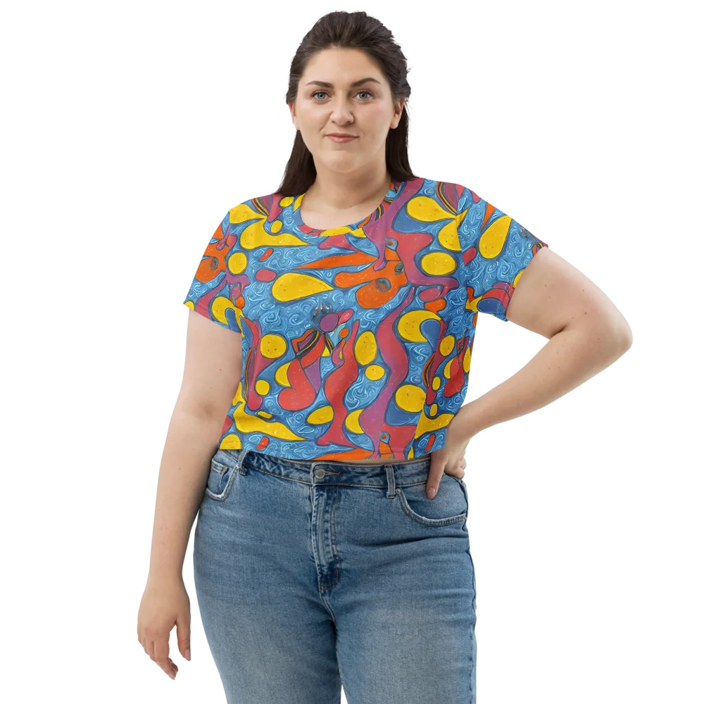 Surreal Splash on Crop Tee — Front