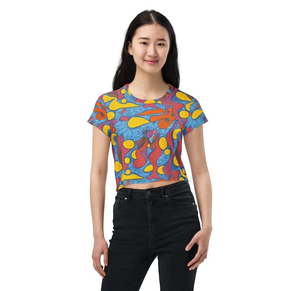 Surreal Splash on Crop Tee — Front
