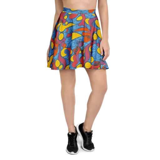 Surreal Splash on a Skater Skirt