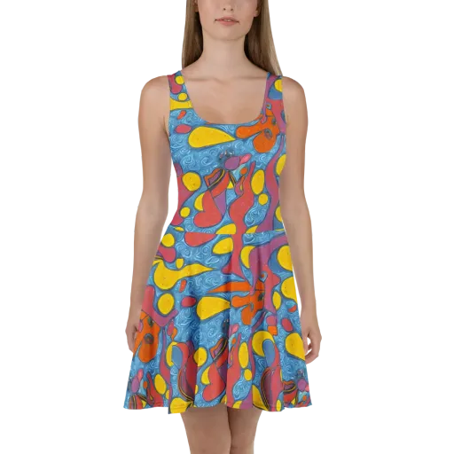Surreal Splash on a Skater Dress