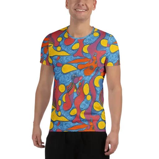 Surreal Splash on a Men's Athletic T-Shirt
