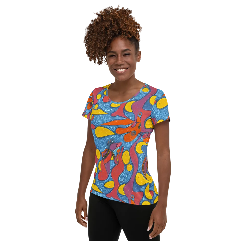 Surreal Splash on Women's Athletic T-Shirt — Left