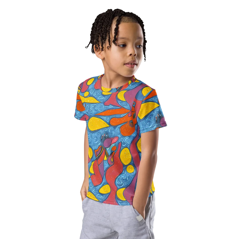 Surreal Splash on Kids Crew Neck T-Shirt — Left Front