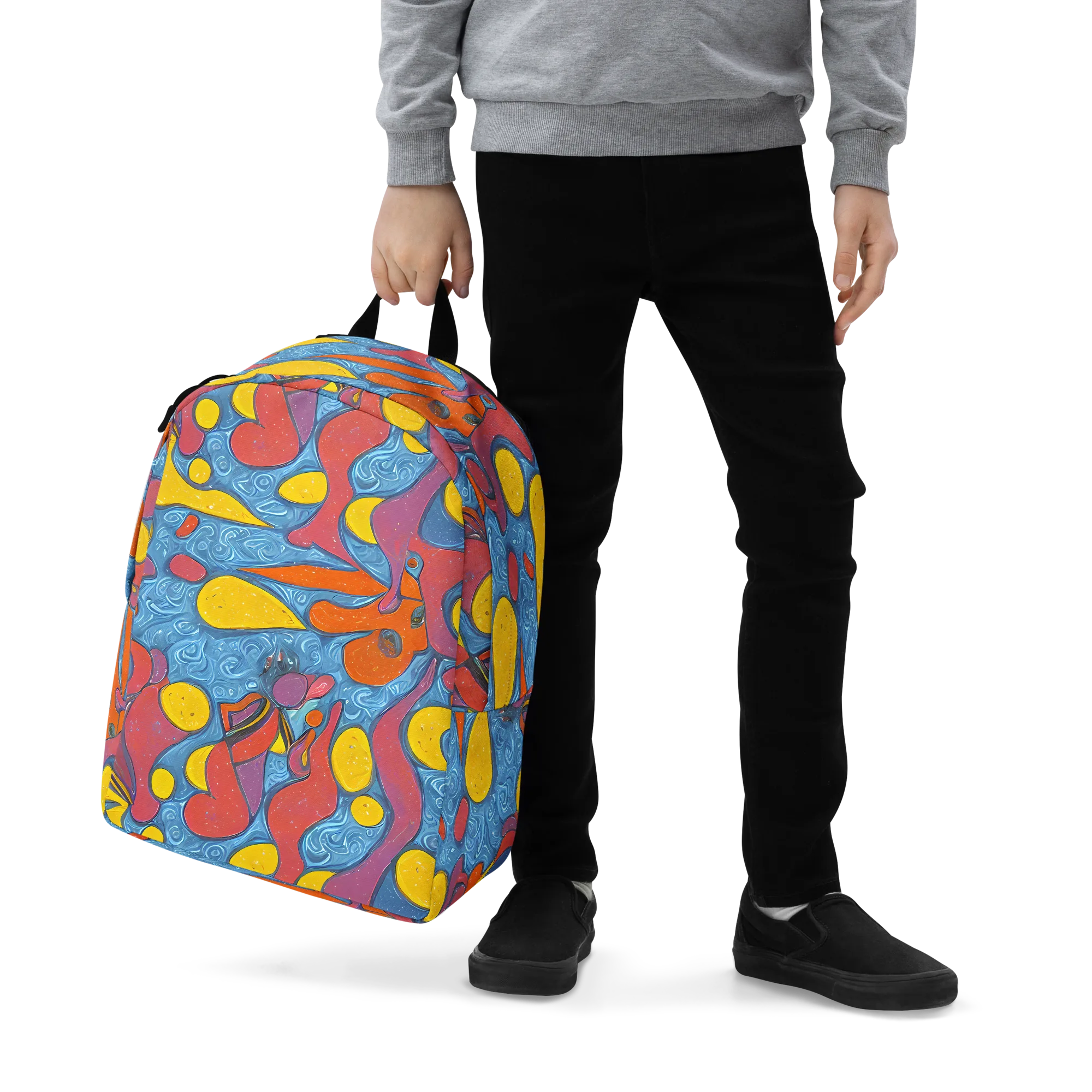 Surreal Splash on Minimalist Backpack — Zoomed-in